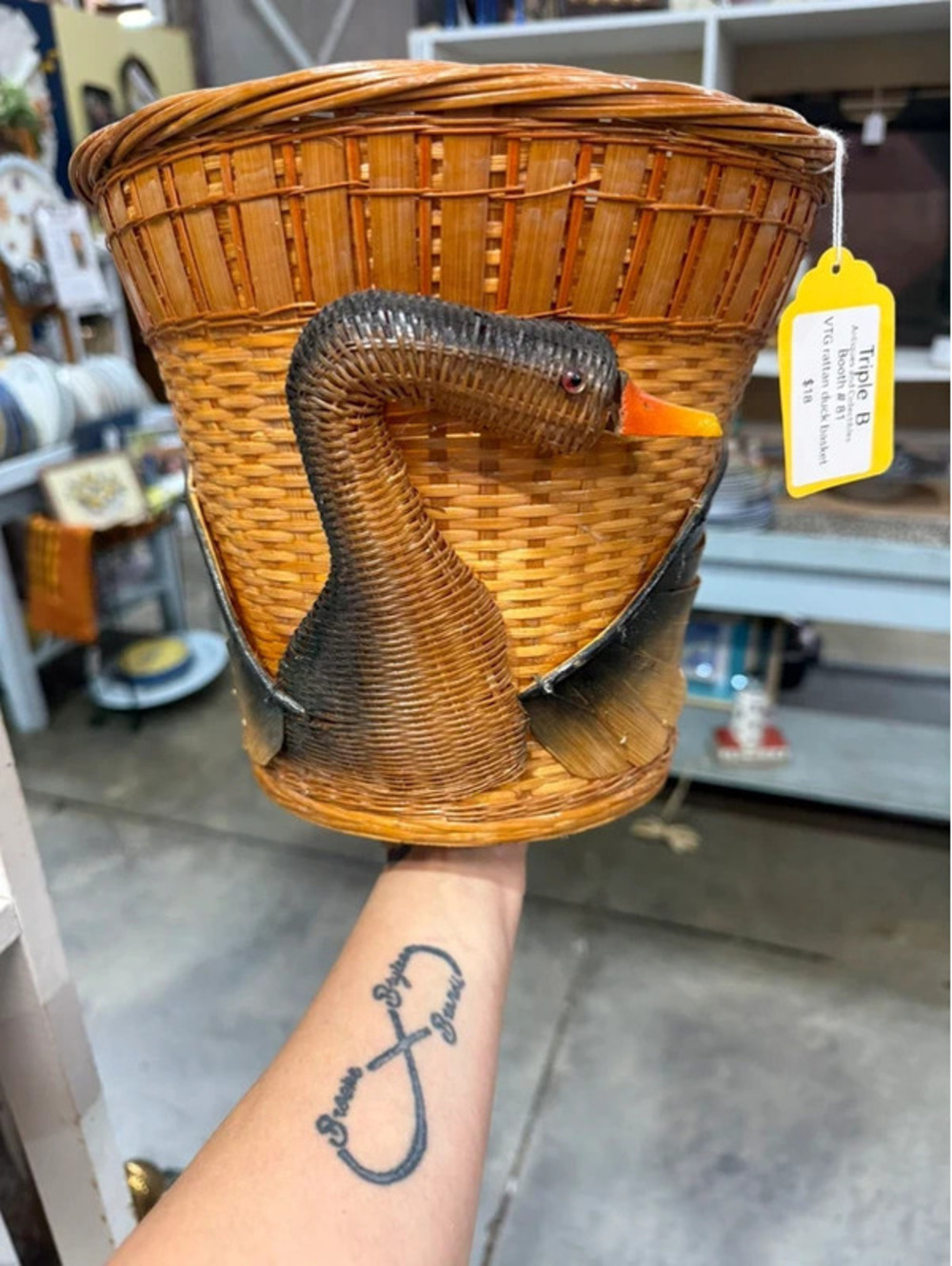 Vintage Rattan Duck basket
